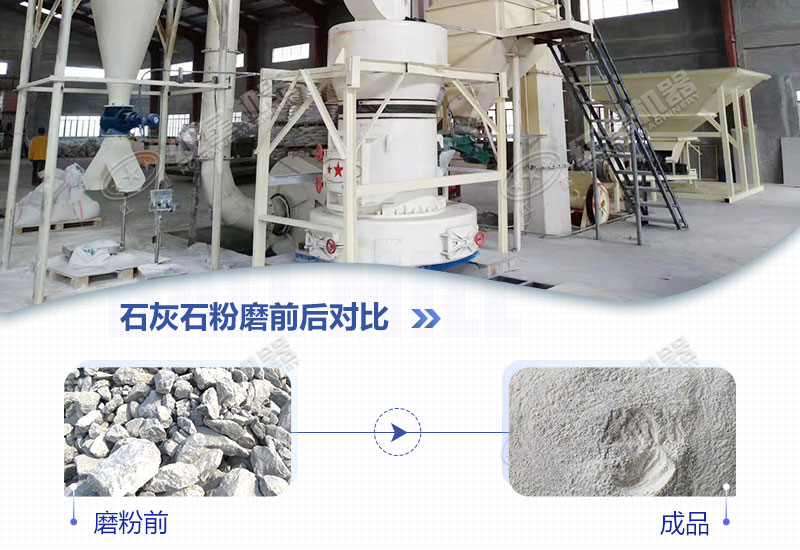 石灰石磨粉前后对比图